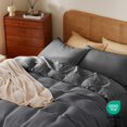 thumbnail image 6 of 100%  Cotton Duvet Cover Set King Size, Waffle Weave Duvet Cover, 600 TC Soft Breathable Luxury Textured Bedding Set for All Season, 3 PCS, 1 Duvet Cover and 2 Pillowcases, Dark Grey, 104"x90", 6 of 18