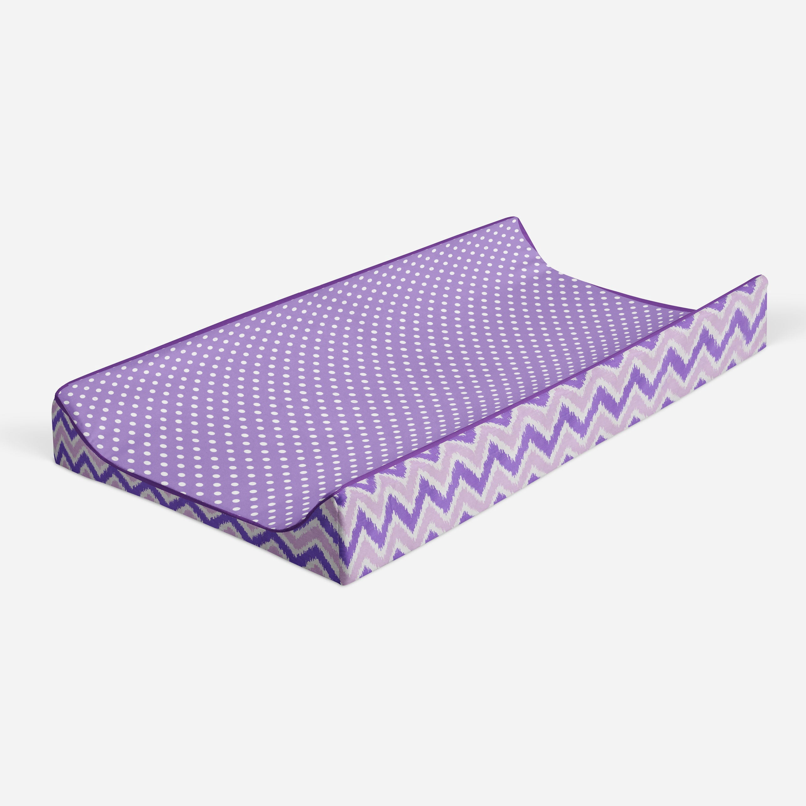 Bacati - Mix N Match Chevron/Dots Purple Girls Quilted Changing Pad Cover
