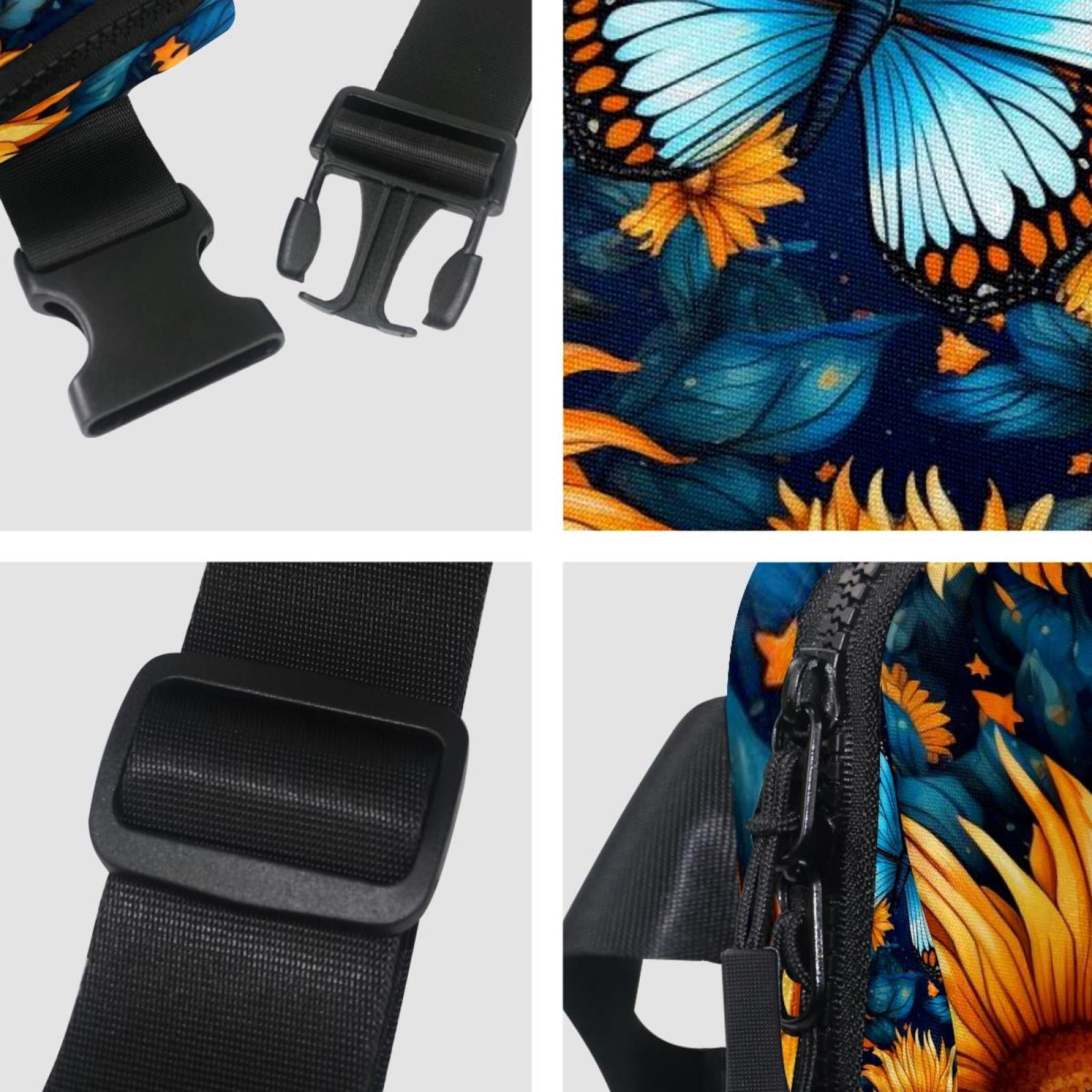 Sunflower butterfly Running Belt Fanny Packs Waist Packs with Extension Strap Unisex Lightweight Adjustable