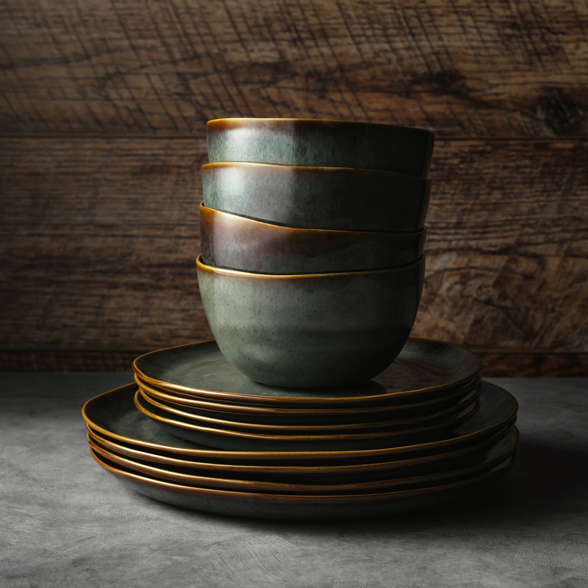 Wildstead 12-Piece Ceramic Dinnerware Set, Matthew Collection