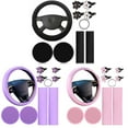 thumbnail image 5 of 10Pcs Steering Wheel Cover Set for Women with Belt Shoulder Pads Cup Holders Black, 5 of 6