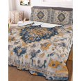 thumbnail image 3 of Quilts Queen Size, Boho Chic Ethnic Soft Comforter Bedding Set for Bed, Orange Blue Vintage Tribes Lightweight Quilted Bedspread with Pillow Cover(2 Pieces) for All Season, 90x96 Inch, 3 of 6