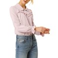 thumbnail image 6 of INSPIRE CHIC Women's Button Down Long Sleeve Cuff Ruffle Detail Blouse Shirt Tops XS Pink, 6 of 8