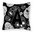 thumbnail image 2 of Carolines Treasures CJ2008-EPW1818 Letter E Day of the Dead Skulls Black Canvas Fabric Decorative Pillow  18H x18W, 2 of 3