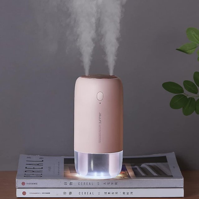 Humidificador pequeño Humidificador de viaje portátil de 500 ml Humidificador con batería de 3600 mah para el automóvil Oficina en el hogar Apagado automático Puertos de niebla doble Silencioso -. Afortunado Sencillez