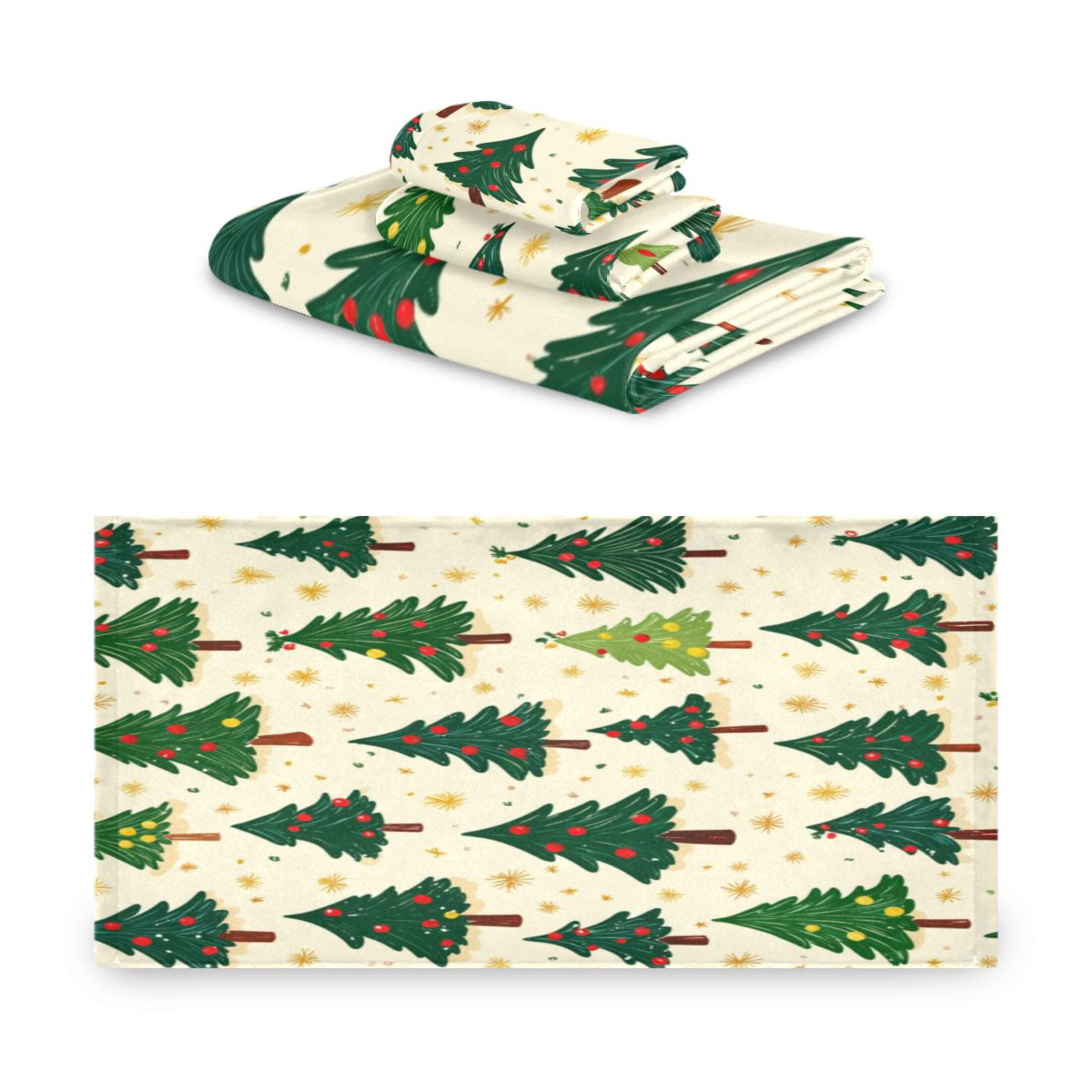 Three-Piece Towel Set Face Towel Towel Set Hand Towel Bath Towel Cotton Bath Towels Bath Towel Sets Hand Bath Towels Green Christmas Tree