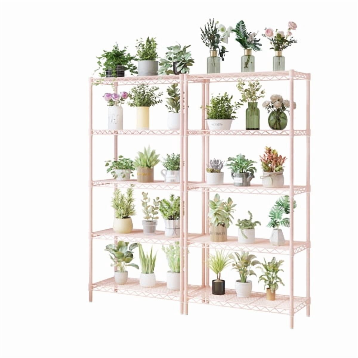 Pink 5 - Layer Iron Display Stand with Adjustable Feet - 7434150cm, High Gloss Powder, 551LBS Capacity, No Wheels