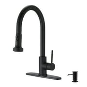 LYPER Stainless Steel Pull Down Kitchen Faucet with Soap Dispenser Matte Black