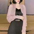 thumbnail image 5 of 2025 Fall Women's Cropped Cardigan Shrug Hollow Out Mesh Crochet Shawl Tops Open Front Long Sleeve Outerwear, 5 of 5