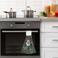 thumbnail image 5 of Haosy 2 Pack Kitchen Wash Cloths with Hanging Loops Absorbent Absorbent Quick Drying Hand Towels, Santa Claus Candy Canes Holly Leaves, 5 of 7