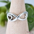 thumbnail image 2 of Oxidized Solid 925 Sterling Silver Infinity with Heart Accented Promise Ring, Infinity Loop Heart Anniversary Ring, Womens Statement Ring Ring Size-9.5, 2 of 6