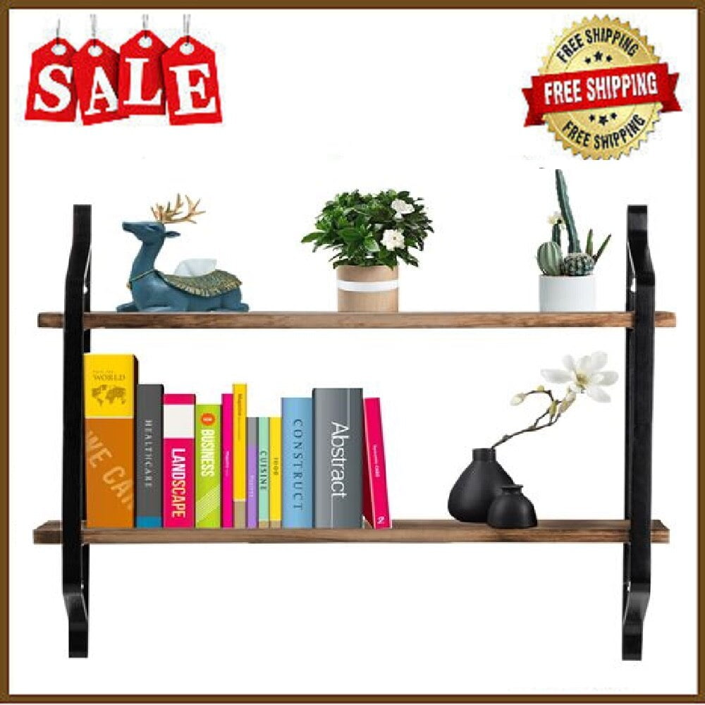 Brand New Wood Wall Shelf Rustic,Floating Shelves Wall Mounted Storage