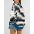 thumbnail image 5 of PRETTYGARDEN Womens Striped Oversized Sweatshirt Color Block Crew Neck Long Sleeve Casual Loose Pullover Top Y2K Clothes, 5 of 8