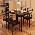 thumbnail image 1 of Ourlova 5 Piece Dining Table Set, Modern & Retro Kitchen Table Furniture for Dining Room, Compact Space-Saving Table Set, Metal Frame Wood Tabletop, 4 Upholstered Pu Chairs, 1 of 5