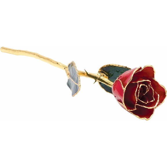 24k Gold Dipped Red Lacquer Real Rose Valentine's Day Holiday Gift