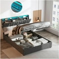 thumbnail image 1 of VEANERWOOD Cadre de Lit Grand Size avec Rangement Relevable, Lumières LED et Tête de Lit Réglable en Hauteur, Lit Plateforme Rembourré, Gris Foncé, 1 of 1