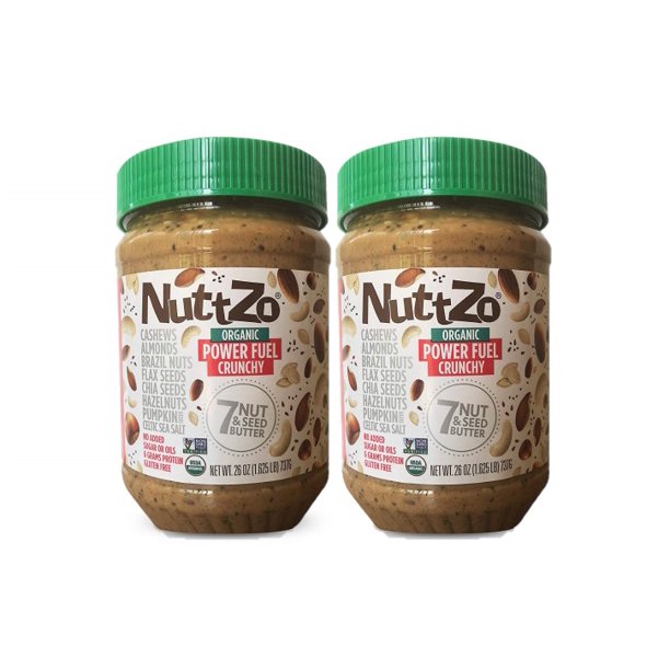 2 Pack Nuttzo Organic 7 Nut & Seed Butter, Power Fuel Crunchy, 26 oz