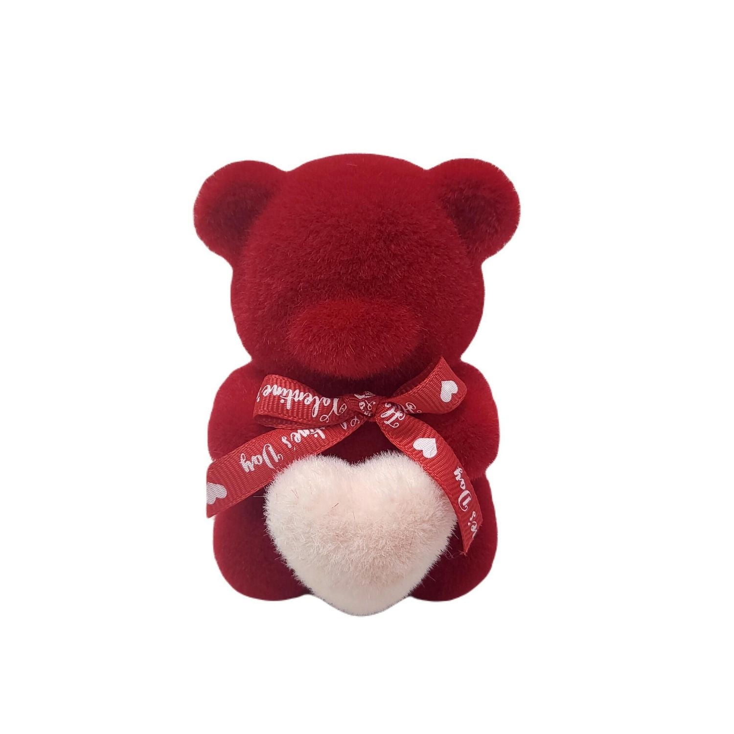Way To Celebrate Valentine's Small Flocked Red Bear, 4"