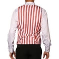 thumbnail image 3 of INSPIRE CHIC Business Vest for Men's Slim Fit V Neck Sleeveless Striped Prints Waistcoat S Light Red, 3 of 5