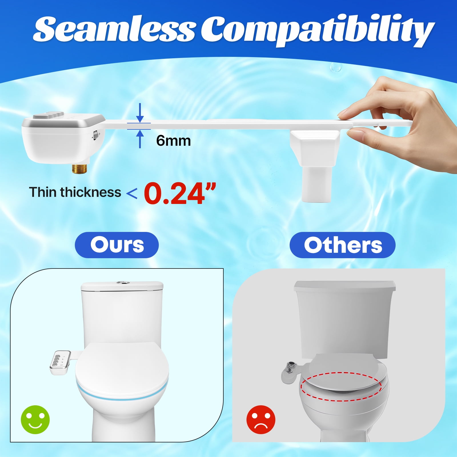 QUITEDEW Bidet Attachment for Toilet,Dual Nozzle,Self Cleaning Non-Electric Dual Nozzle for Frontal & Rear Wash,Independent Adjustable Water Pressure,White