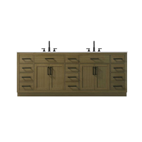 Elegant Kitchen and Bath Alden 84 inch Double Bathroom Vanity in Chestnut Brown