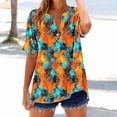 thumbnail image 2 of GERsome Short Sleeve T Shirts for Women Button V Neck Tops Casual Floral Tees Lightweight Soft Loose Fit Summer Shirts, Sizes S-2XL, 2 of 5