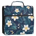 thumbnail image 2 of Haosy 3 Ring Zipper Binder with Shoulder Strap Waterproof Trapper Keeper 2 Inch D-Ring 500 Sheets Capacity, Dark Blue Frangipani Palm, 2 of 8