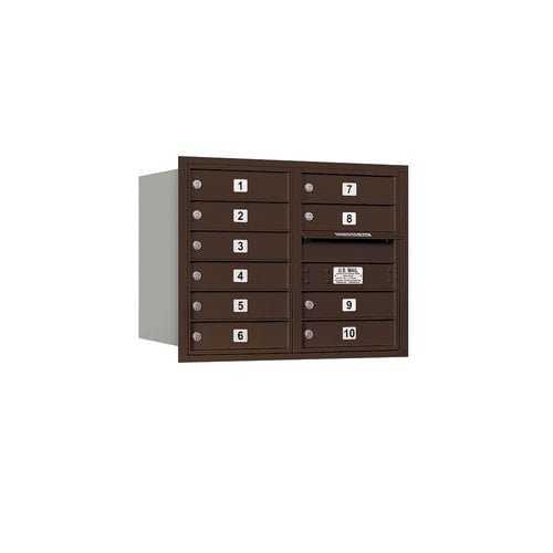 4C Horizontal Mailbox - 6 Door High Unit (23 1/2 Inches) - Double Column - 10 MB1 Doors - Bronze - Rear Loading - USPS Access