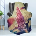 thumbnail image 4 of Yoga Soft Flannel Fleece Throw Blanket, Woman on Tranquil Summer Beach Meditating Peaceful Calm Sunset Motivation Phrase, Cozy Plush for Indoor and Outdoor Use, 70" x 90", Multicolor, by Ambesonne, 4 of 5