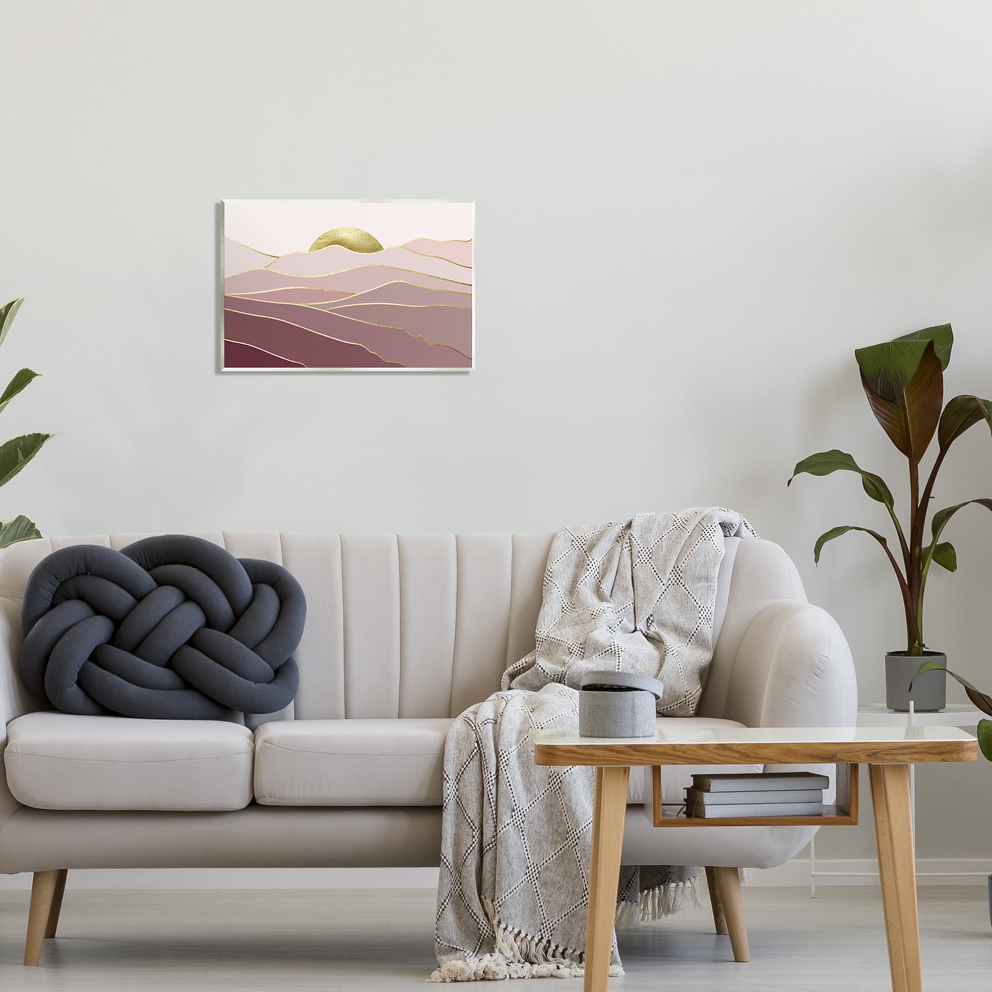 Stupell Layered Pink Glam Mountain Peaks Landscape Painting Wall Plaque Unframed Art Print Wall Art