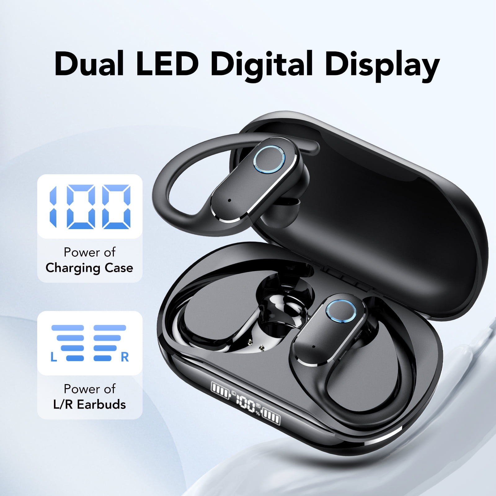Wireless Earbuds Bluetooth Headphones 5.4-60Hrs Playtime with LED Charging Case, ENC Clear Call, 14.5mm Drivers Stereo Sound Wireless Headphones, IPX7 Waterproof Ear Buds for Workout/Gym/Running