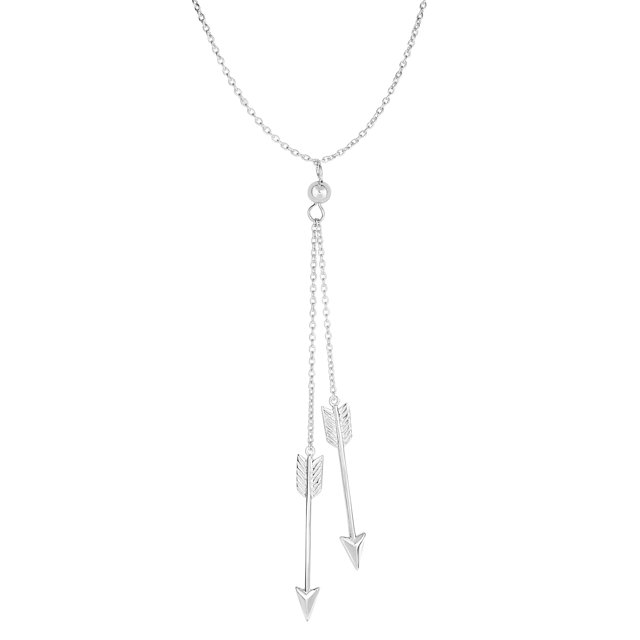 Sterling Silver Double Hanging Arrow Lariat Style Necklace, 18