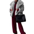 thumbnail image 2 of Womens Faux Fur Coat Faux Fur Jacket Long Sleeve Lapel Furry Winter Jackets Parka Short Coat Silver Fur XS, 2 of 8