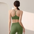 thumbnail image 4 of Women's Sports Bra Fixed Cup Slim Strap Yoga Bra Vest, Seamless Wireless Padded Fitness Underwear, Breathable High Elasticity Workout Bralette, Thin Strap Supportive Gym Tank Top, Yoga Cami Bra, 4 of 5