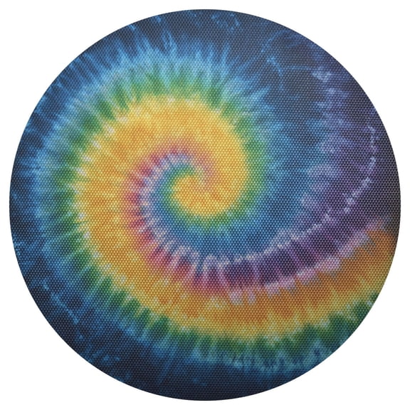 Rainbow Colored Tie Dye PVC Round Grid Placemat Table Mat 1 Pc 15.4" x 15.4"