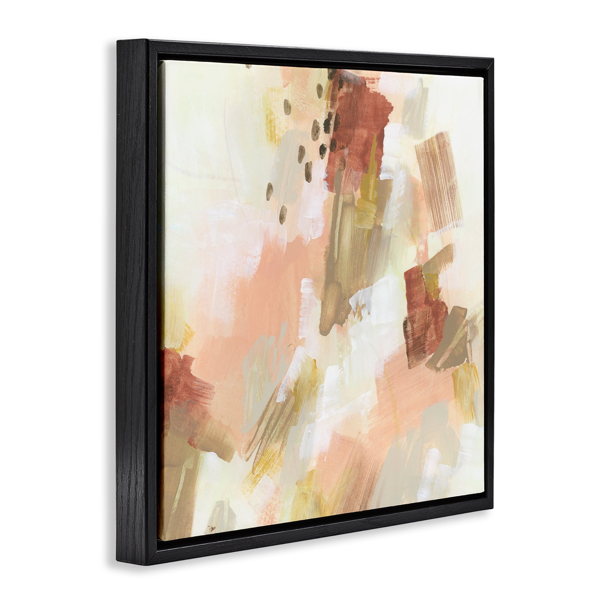 Stupell Industries Boho Speckled Abstract Abstract Painting Black Floater Framed Canvas Art Print Wall Art, 18 x 18