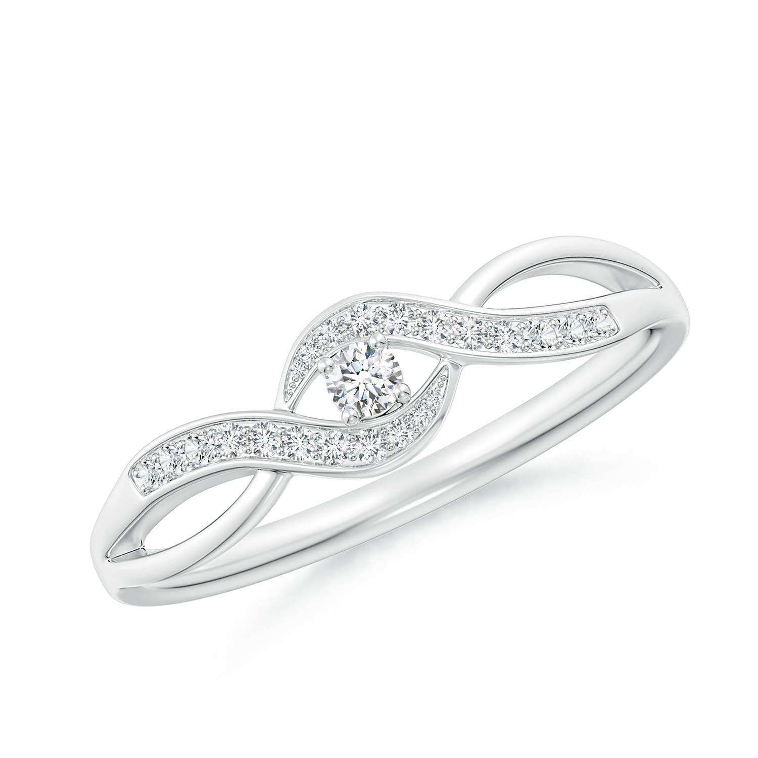 Angara Solitaire Round Lab Diamond Infinity Promise Ring in Sterling Silver for Women (Ring Size: 7.5 | Color: F-G | Clarity: VS) April Birthstone, Birthday, Engagement Jewelry Gift For Women