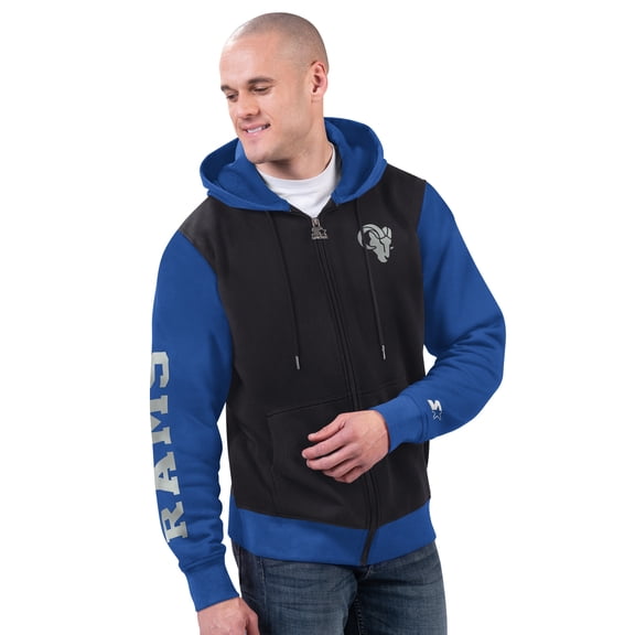 Men's Starter Black/Royal Los Angeles Rams Thursday Night Gridiron Full-Zip Hoodie
