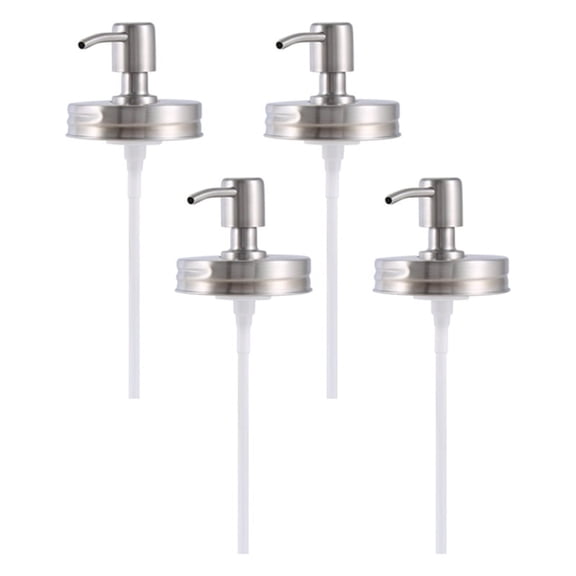 4 Pack Jar Soap Dispenser Lids with Pumps,Lotion for 16Oz Regular Mouth Decor,Silver
