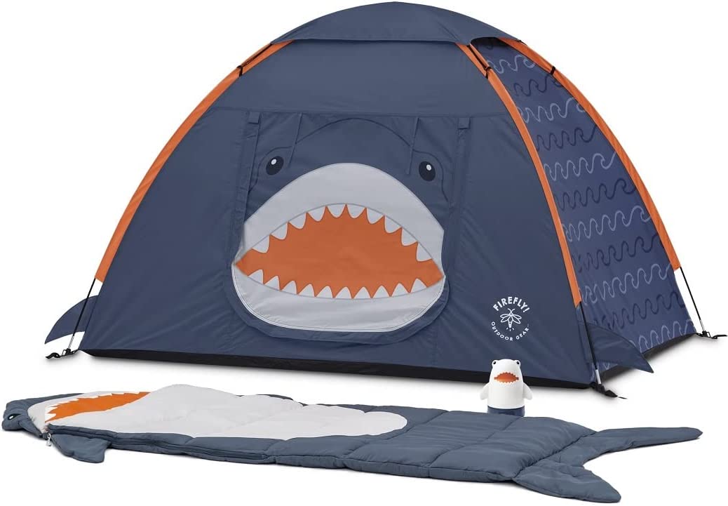 Firefly! Outdoor Gear Finn The Shark Kid's Camping Combo (OneRoom Tent, Sleeping Bag, Lantern