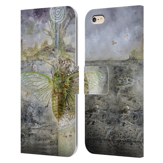 Head Case Designs Officially Licensed Stephanie Law Immortal Ephemera Cicada Leather Book Wallet Case Cover Compatible with Apple iPhone 6 Plus / iPhone 6s Plus