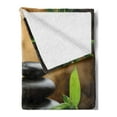 thumbnail image 2 of Spa Soft Flannel Fleece Throw Blanket, Massage Stone Triplets Herbal Oil and Scent Candles Print, Cozy Plush for Indoor and Outdoor Use, 50" x 60", Black Brown and White, by Ambesonne, 2 of 5