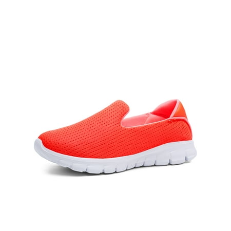 

UKAP Women s Jogging Comfortable Low Top Loafers Sports Breathable Slip On Casual Sneakers Lightweight Round Toe Orange 6.5