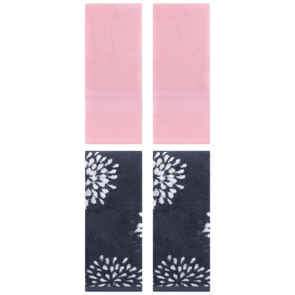 Unique Bargains 4 Pcs Cotton Hand Blue/Pink 14" x 30"/13" x 29"