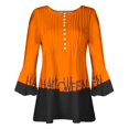 thumbnail image 4 of Odeerbi Vintage Graphic Tunic Tops for Women Halloween Retro Shirts 2024 Casual Printed Three Quarter Sleeve Round Neck Loose Tops Blouse Orange, 4 of 5