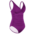 thumbnail image 6 of Hilor Women's One Piece Swimsuits Pin Tucked Surplice Swimwear Tummy Control Bathing Suits Monokinis, 6 of 10