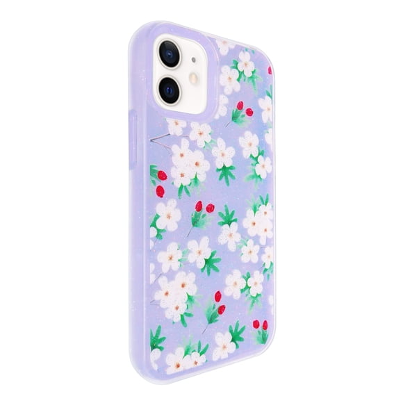 Funda de Diseño Doble Capa Selicell con Vidrio 9D para iPhone 12 mini Flores Lila