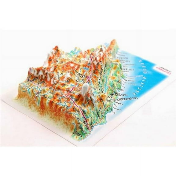 TestPlay 3297 California Raised Relief Map, Rubberized Foam Backing Plus Magnet - Souvenir Size