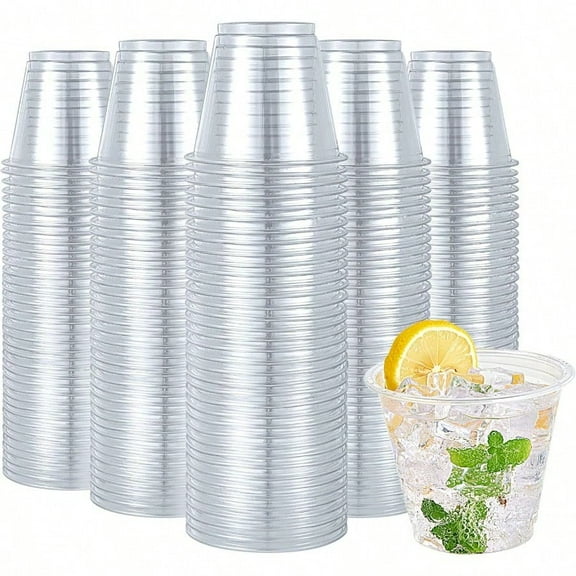 600 Pack 9 oz Clear Plastic Cups, Disposable Reusable Tumblers Crystal Clear PET Cups for Wedding, Thanksgiving, Halloween, Christmas Party