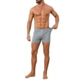 thumbnail image 2 of INSPIRE CHIC Men's Plaid Mid-Waisted Lightweight Breathable Knitted Boxer Shorts 3 Packs 34 1 Black 1 Gray 1 Blue, 2 of 5
